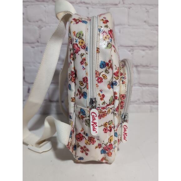Cath Kidston Kids Mini Backpack Floral Oilcloth PVC Coated Rucksack Cream Flower - Picture 4 of 13